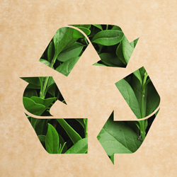 Recycling Motiv mit Pflanzenauschnitt